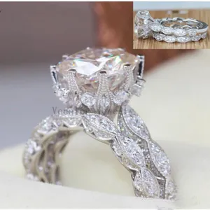 2018 Wedding Engagement Vintage Set Anel por Mulheres 3CT analógico Diamante Cz 925 Mulheres Silver da Sterling Partido Ring15641125537617a34 #