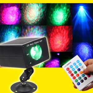 16 Colors Remote Control LED Water Ripples Light 9W LED Stage Lighting Bar DJ Disco Party Lamp Ocean Wave Projector Strobe Light