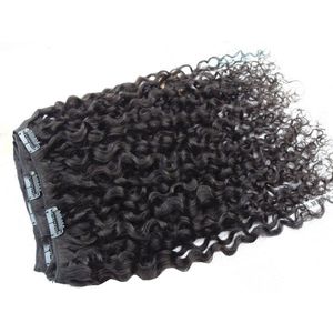 Saç Uzantılarında Afro Kinky Kıvırcık Klipsi 100 Remy Brezilya Saç 120g Set 1B 2 4 6 8 99J 27 18