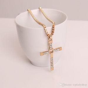 Vintage Fine Jewelry Punk Statement Necklace Male Cross Crystal Necklace&Pendants For Men Sterling Silver palted wholesale