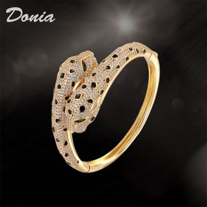 Donia Jewelry Luxus-Armreif, europäische und amerikanische Mode, übertriebenes klassisches Leopardenmuster, Mikro-Intarsien-Zirkon-Designer-Ring-Set