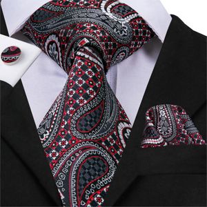 Hi Tie Business Style Slips för män Paisley Style Slipsar Ficka Square Manschettknappar Set Silk Högkvalitativ Gravata C