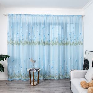 Multicolor Trumpet curtain Leaves Curtains Tulle Window Voile Drape Valance 1 Panel Fabric For Living Room Blackout Decoration#45