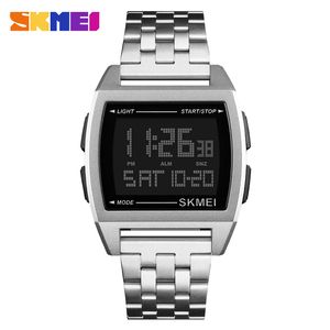 SKMEI 1368 Digital Watch Wen Countdown Top Brand Luxury Steel Band LCD Electronic Clock Hours Army Design Sport Watches