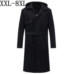 2019 novo outono marca hoodies trench casaco homens windbreaker homens casaco longo casaco preto jaqueta plus tamanho 6xl 7xl 8xl