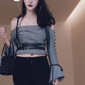 Sexy Shape Женщины Punk Gothic Body Wear Лепка тела Harness Waistband Клетка Harness Ремень Кожезаменитель Косплей Регулируемая талия Cincher