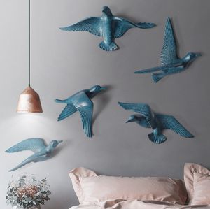 Europe Resin Bird Wall Hanging 3D Stereo Stickers Livingroom Wall Home Decoration Crafts Wall Ornaments