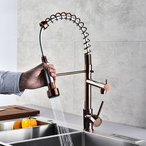 2020 Luxury 3 Type Rose Gold Kitchen Faucet Single Handle Cold Hot