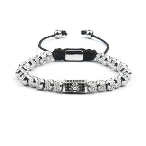 Wholesale 6mm bracelet resale online - New lion Head Bracelet Men Antique Silver Skull Anchor Beads Bracelet With mm Silver Stainless Steel Beads