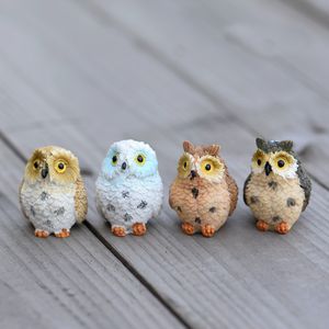 かわいいフクロウ動物の置物樹脂アクセサリーミニチュア置物クラフト盆栽ポットホーム妖精の庭の飾り装飾テラリウムの装飾