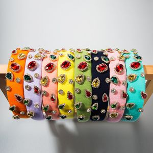 Wholesale thin diamond band resale online - ins thin sponge hair band female Season Diamond candy color show fabric hair accessories