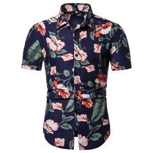 Erkek Casual Gömlek Moda Erkek Bluz ve Yaz Sahil Düğmesi Baskılı Kısa Kollu Hawaii