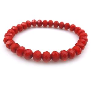 Bracciale in perline di cristallo sfaccettato rosso 8mm scuro per donne braccialetti elastici in stile semplice 20pc/lotto all'ingrosso