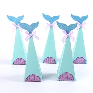 Wholesale baby boy shower favor boxes resale online - Mermaid Box Birthday Party Decorations Favor Box DIY Paper Bags Baby Shower Boy Girl Little Mermaid Candy Boxes CT0363