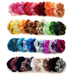 48 colori Solid Girls Velvet Elastic Hair Scrunchie Scrunchy Head Band Coda di cavallo Fasce per capelli Ragazze Corda per capelli Ponytail Holder 50 pezzi / set