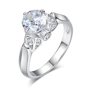 Anillos Cz Plata De Ley 925 al por mayor-Exquisita anillos de bodas de plata promesa aniversario anillo Ct Creado Ronda de diamantes corte brillante joyería para la Mujer
