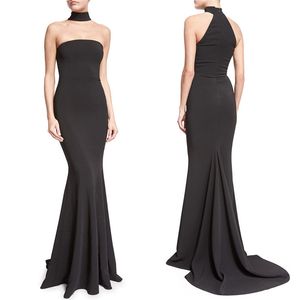 2018 Sexy spalle scoperte sirena lungo abito da sera formale elegante lunghezza del pavimento maxi abito da ballo donna nero rosso spacco alto M5