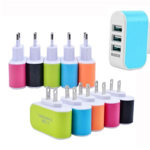 Spedisci in un giorno! US EU Plug 3 Caricabatterie da parete USB 5V 3.1A Adattatore di alimentazione da viaggio 3 porte USB per telefono cellulare