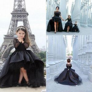 Black Hi-Lo Tulle Kids TUTU Flower Girl Dresses First Communion Party Prom Princess Gown Bridesmaid Wedding Formal Occasion Dress