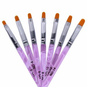 NA024 7pcs/lot Acrylic Nail Brush UV Gel 3D Nail Art Brush Pens Nail Polish Painting Drawing Brushes Manicure Tools Set Kit