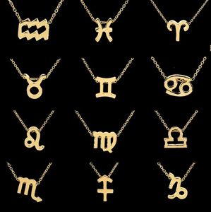 12 Constellation Zodiac Sign Necklace For Women Gold Silver Jewelry Leo Libra Aries Pendant Horoscope Astrology Necklace Free Shipping
