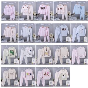 Brand Designer Kids Home Clothing 2 piece Colored Cotton Underwear O-Neck Autumn Children Cotton Winter Children Long Johns Suit 19 Colors