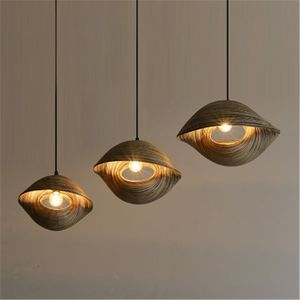 Chinese Style Bamboo Braided Light Single Head Fishing Line Chandelier Creative Personality Restaurant Shell Small Chandelier