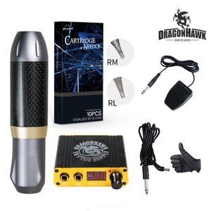 Dragonhawk Tattoo Kit Pen Machine Needles Mini Power Supply Needles