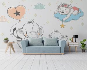 Özelleştirilmiş modern çocuk klasik güzel küçük ayı ipeksi dekoratif boyama duvar kağıtları ev dekor papel de parede d duvar kağıdı