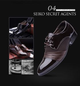 Hot Sale-es Luxury Flat Men's Business Oxfords Casual Shoes British Style Black Brown Leather Derby Pointed Toes Big Size Shoes