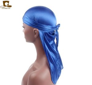 Moda-2019 Moda męska Satynowa Duragów Bandana Turban Peruki Mężczyźni Silky Durag Pałąk Piracki Kapelusz Akcesoria do włosów