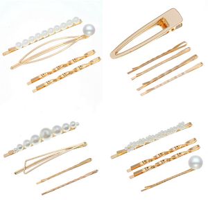 Europäische USA Heißer Verkauf Mode Einfache Seite Haar Clips 4 stücke Perle Gold Farbe Frauen Haar Pins