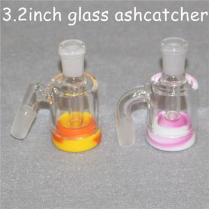 3.2inch Adaptador de Cinzeiro de Vidro Adaptador Masculino 14mm 18mm Junta Fumar Reclamar Ashcatchers Handmake Ashcatcher com 7ml Recipiente de Silicone