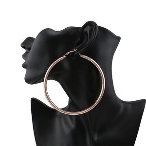 Wholesale large hoop earrings for women western hot sale simple round Nightclub huggie earring Exaggerated jewelry 2 colors golden rose gold