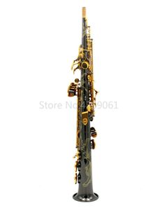 Chegada nova Latão Tubo Reto B Plana Saxofone Soprano Latão Preto Corpo de Níquel Ouro Laca Chave Sax Instrumento de Música com Caso