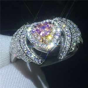 Liebhaber Engelsflügel Ring Diamant 925 Sterling Silber Party Ehering Ring für Frauen Fingerschmuck Bestes Geschenk
