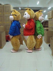 2020 공장 직접 판매 Alvin and the Chipmunks 마스코트 의상 칩 덩어리 공동 만화 캐릭터 성인 할로윈 파티 의상 카니발