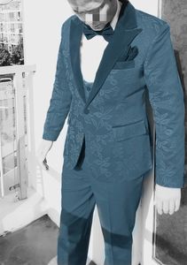 Bonito One Button Groomsmen pico lapela do noivo smoking Homens ternos de casamento / Prom / Jantar melhor homem Blazer (jaqueta + calça + gravata + Vest) W126