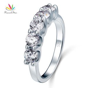 Peacock Star 1.25 Carat Five 5 Stone Solid 925 Sterling Silver Ring Bridal Jewelry Wedding Band CFR8039 CJ191216