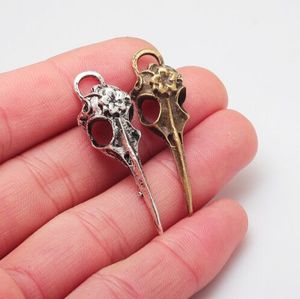 30pcs/lot intage 3D Skull Bird Head Charms for Jewelry Making Retro Diy مصنوعة يدويًا الزنك سحر قلادة القلادة