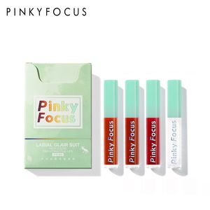 Pinkyfocus 4 colori seta morbida piccola pipa per labbra smalto set rossetto opaco per labbra donna trucco cosmetico lucido