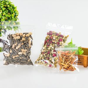 Glänzende, durchscheinende Verpackungsbeutel für trockene Lebensmittel in verschiedenen Größen, wiederverschließbare Verpackungsbeutel mit Reißverschluss, Mylar-Verpackung, klare, transparente Beutel