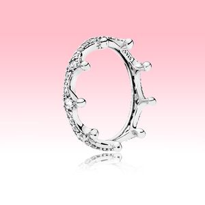 High quality Sparkling Crown Ring CZ diamond Women Wedding Jewelry with Original box for Pandora 925 Sterling Silver Rings set