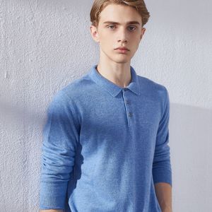 Vinter höst mjuka tröjor för mankläder 100% Cashmere knit polo-nacke pullovers 7colors män hoppare mx191214