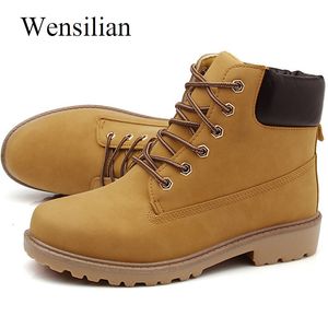 2021 Homens de Inverno Botas PU Outdoor Snow tornozelo Masculino Lace Up Anti-deslizamento Britânica Shoes Plus Size 46 Zapatos de Hombre