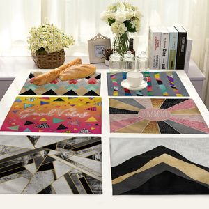 Обеденный столик Коврики Хлопок и льняное искусство Западный пищевой коврик с красочными геометрическими абстрактными полосами кухня домашний стол декора