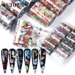 Autocolantes de Nail Art Set para Christmas DIY Nails Decalescas Decalques Mistura Colorido Boneco De Neve Deer Santa Gift Kit 10pcs