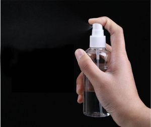 Mini flacone spray da 100 ml di alcool in plastica da viaggio, ricaricabile, trasparente, con pompa senz'aria, bottiglia tascabile per profumo