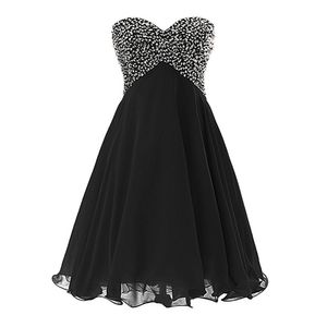 Black Custom Made Sweetheart Cocktail Dresses Shinning Crystal Short Party Dress Lace-up Back Chiffon Match Cowboy Boots