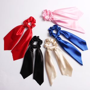 Hårband Scrunchie Streamer Tillbehör Kvinnor Tjej Ponytailhållare Elastiska Scrunchies Ropes Satin Ribbon Hair Slips Huvudbonader 20st F309F